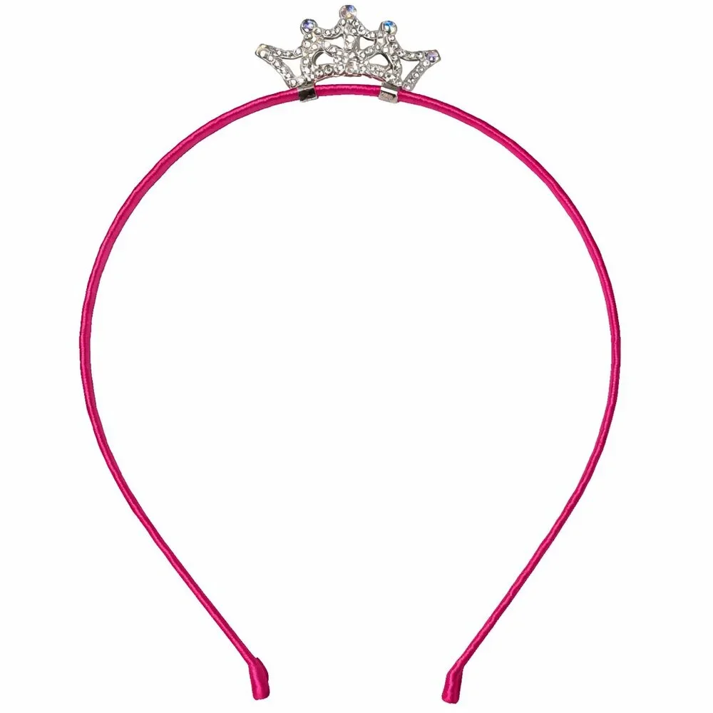 Couture Clips Boutique Pink w/Silver Crown‎ Girls Princess Tiara Headband NEW